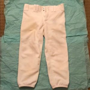 White Small Mizuno Tight Softball Pants